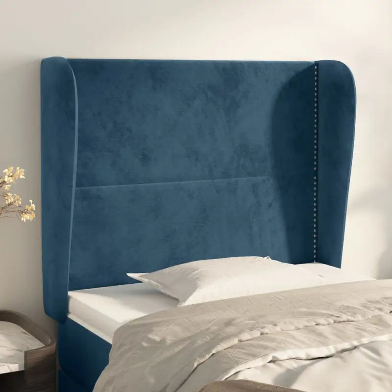 Klassiek fluweel hoofdbord met trendy ontwerp inclusief levering bevat - Donkerblauw / 93 x 23 x 118/128 cm / 1