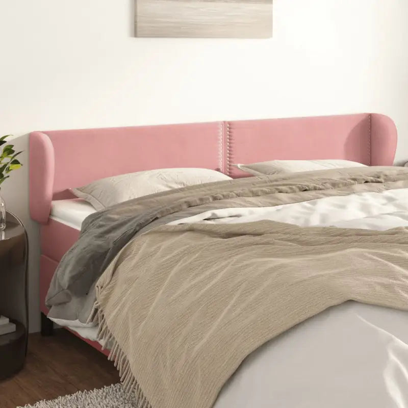 Klassiek fluweel hoofdbord met trendy ontwerp inclusief levering bevat - Roze / 203 x 23 x 78/88 cm / 1 - Hoofdborden