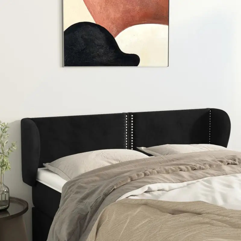 Klassiek fluweel hoofdbord met trendy ontwerp inclusief levering bevat - Zwart / 147 x 23 x 78/88 cm / 1 - Hoofdborden