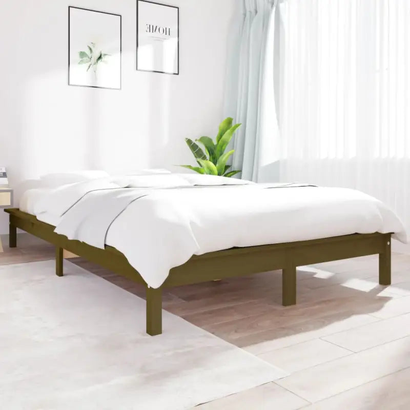 Klassiek houten bed met massief grenenhout voor een moderne slaapkamer - Honingbruin / 160 x 200 cm - Bedden & bedframes