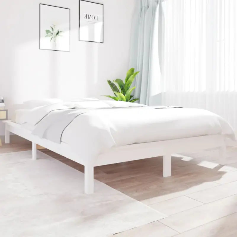 Klassiek houten bed met massief grenenhout voor een moderne slaapkamer - Wit / 135 x 190 cm - Bedden & bedframes