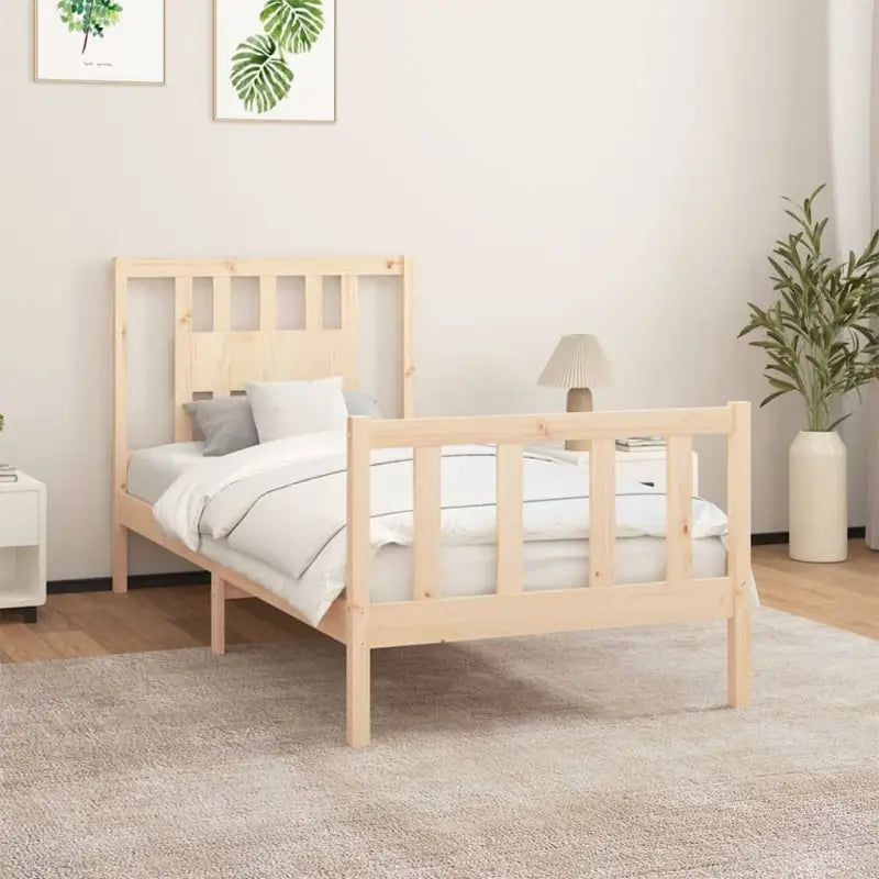 Klassiek houten bedframe van massief grenenhout voor rust en comfort - Naturel / 100 x 200 cm - Bedden & bedframes