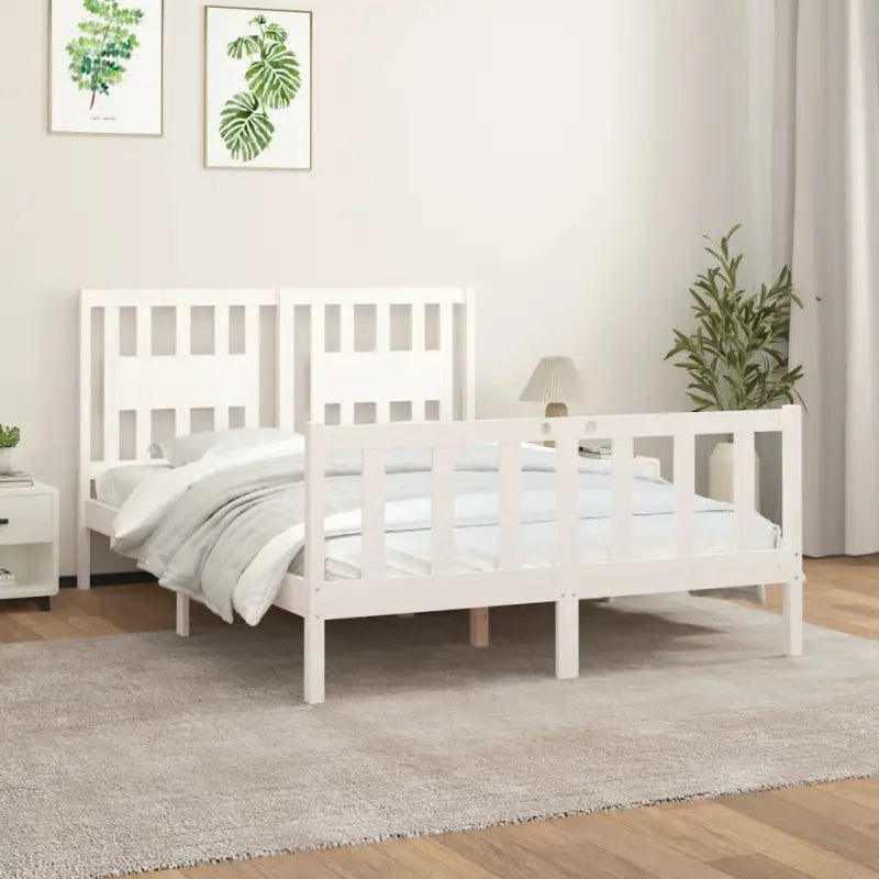 Klassiek houten bedframe van massief grenenhout voor rust en comfort - Wit / 140 x 200 cm - Bedden & bedframes