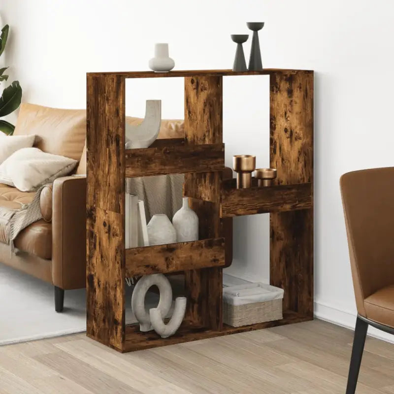 Klassiek kamerscherm van bewerkt hout voor modern interieur - Gerookt eiken / 1 / 115 cm - Boekenkasten