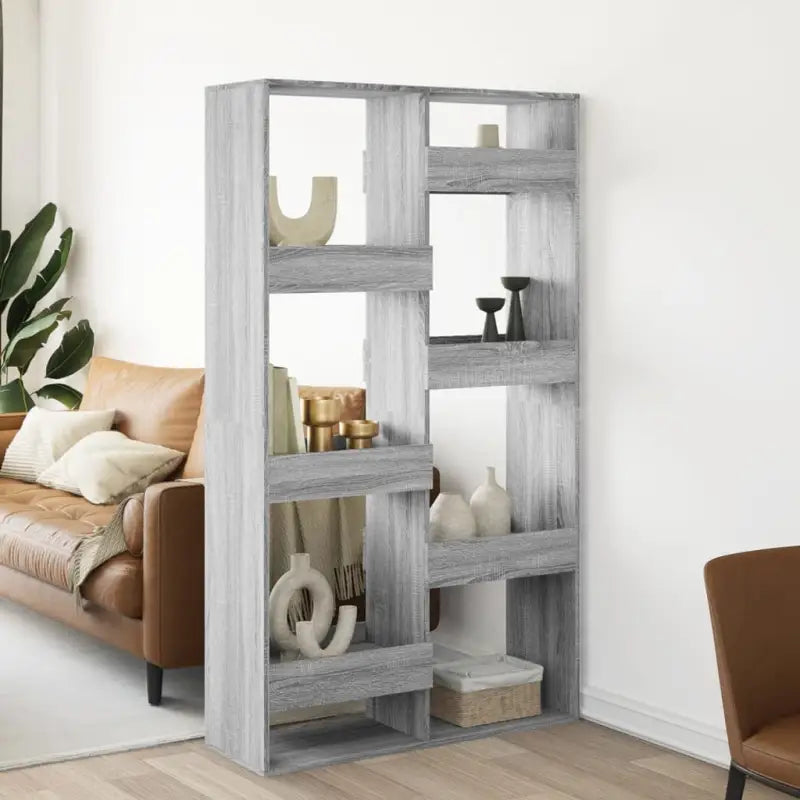 Klassiek kamerscherm van bewerkt hout voor modern interieur - Grijs sonoma / 1 / 175 cm - Boekenkasten
