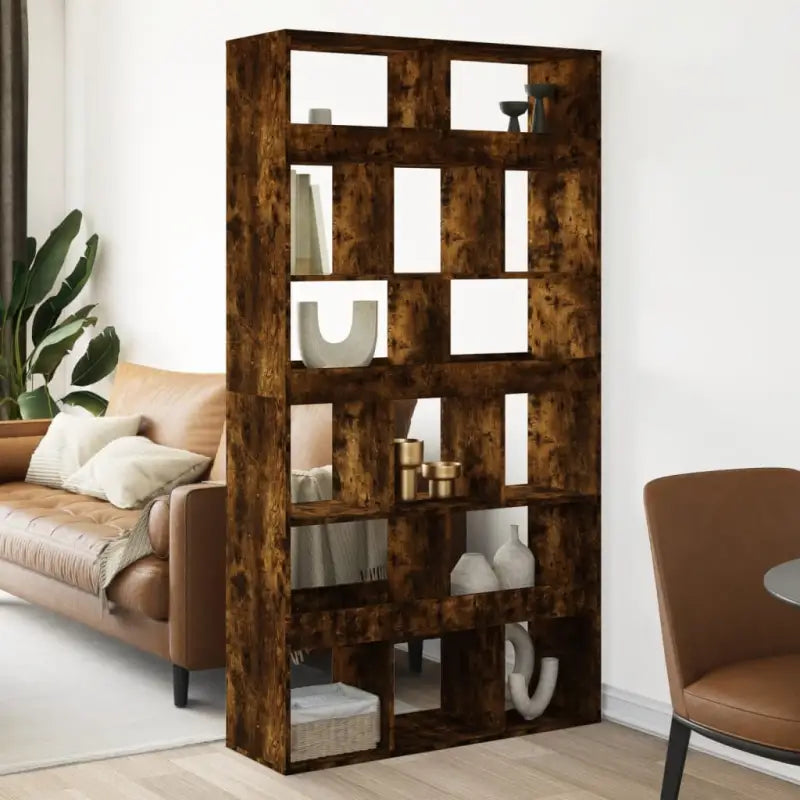 Klassiek kamerscherm van bewerkt hout voor stijl en functionaliteit - Gerookt eiken / 1 / 187.5 cm - Boekenkasten