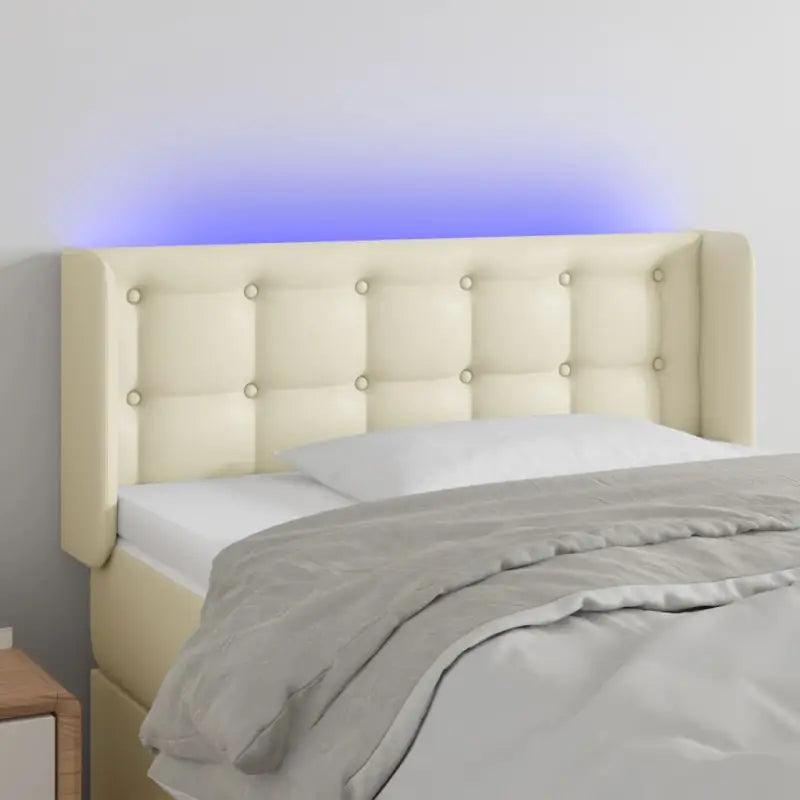 Klassiek LED Hoofdbord 147x16x118 met Kunstleer voor Slaapkamer - Crème / 103 x 16 x 78/88 cm / 1 - Hoofdborden