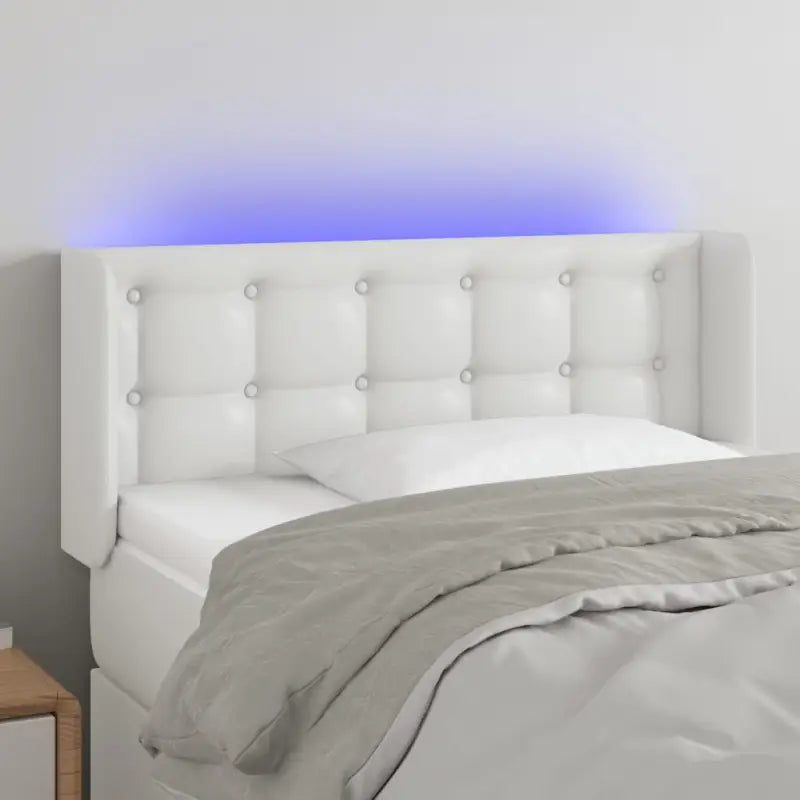 Klassiek LED Hoofdbord 147x16x118 met Kunstleer voor Slaapkamer - Wit / 93 x 16 x 78/88 cm / 1 - Hoofdborden