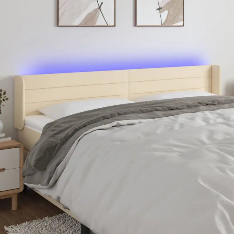Klassiek LED Hoofdbord 147x16x118 voor een moderne slaapkamer uitstraling - Crème / 203 x 16 x 78/88 cm / 1
