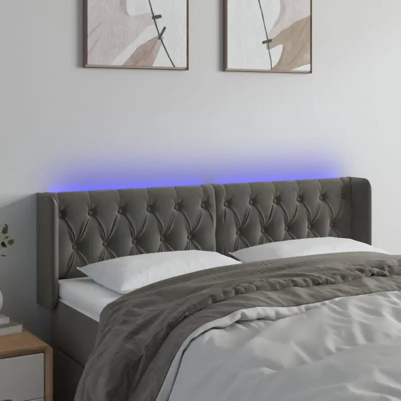 Klassiek LED Hoofdbord en Voetbord voor een moderne slaapkamer - Donkergrijs / 163 x 16 x 78/88 cm / 1 - Hoofdborden