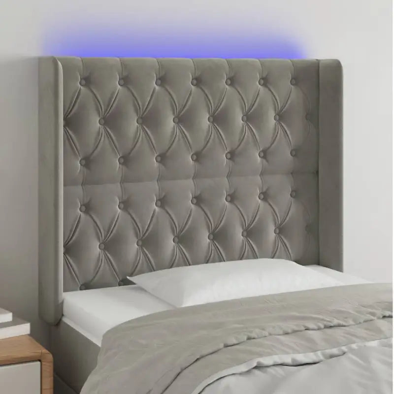Klassiek LED Hoofdbord en Voetbord voor een moderne slaapkamer - Lichtgrijs / 103 x 16 x 118/128 cm / 1 - Hoofdborden
