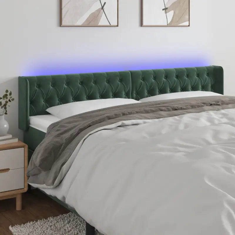 Klassiek LED Hoofdbord en Voetbord voor een moderne slaapkamer - Donkergroen / 183 x 16 x 78/88 cm / 1 - Hoofdborden