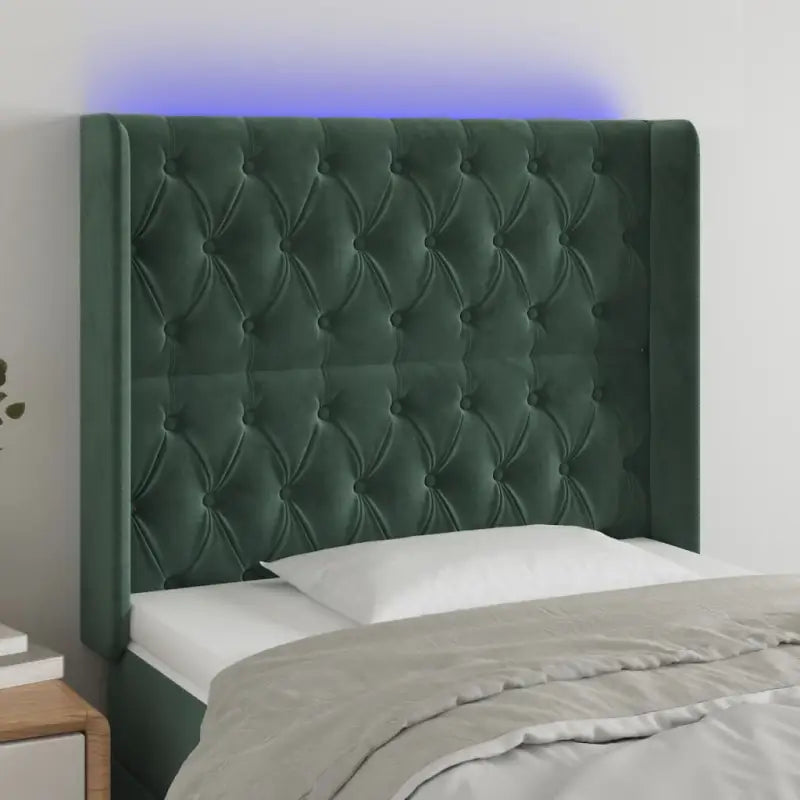 Klassiek LED Hoofdbord en Voetbord voor een moderne slaapkamer - Donkergroen / 103 x 16 x 118/128 cm / 1 - Hoofdborden