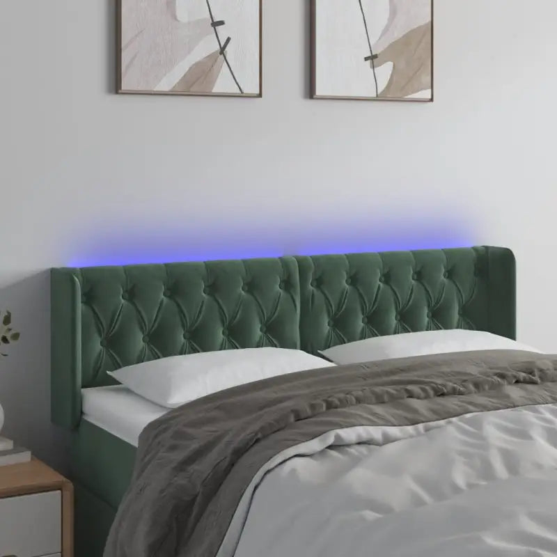 Klassiek LED Hoofdbord en Voetbord voor een moderne slaapkamer - Donkergroen / 147 x 16 x 78/88 cm / 1 - Hoofdborden