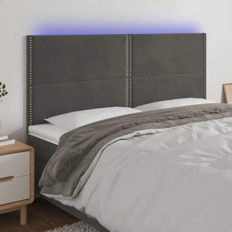 Klassiek LED Hoofdbord en Voetbord voor Moderne Slaapkamer - Donkergrijs / 180 x 5 x 118/128 cm / 1 - Hoofdborden