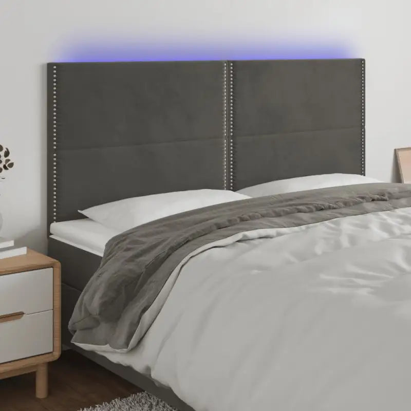 Klassiek LED Hoofdbord en Voetbord voor Moderne Slaapkamer - Donkergrijs / 160 x 5 x 118/128 cm / 1 - Hoofdborden