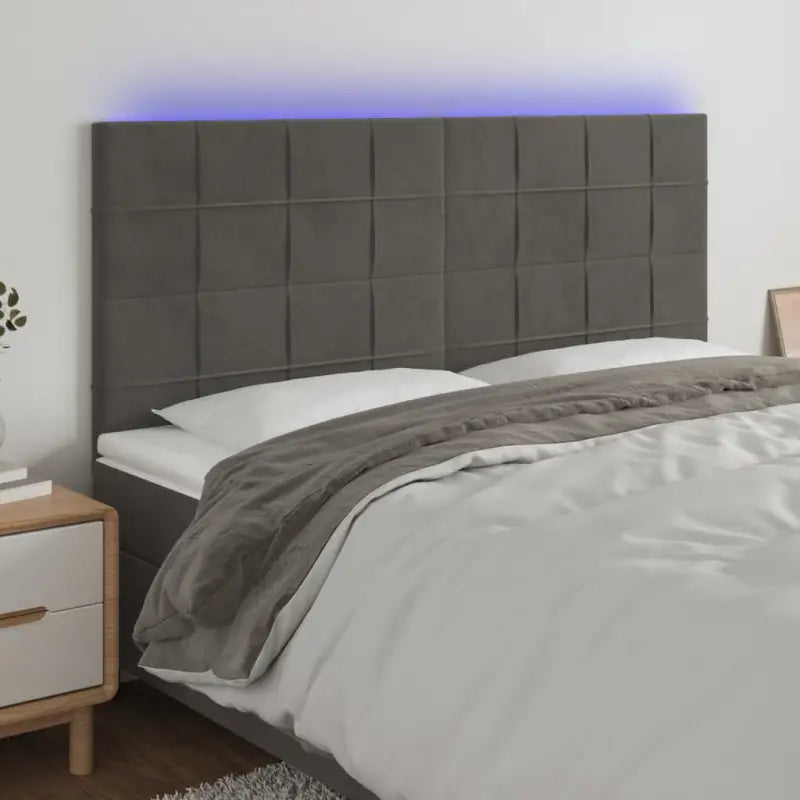 Klassiek LED Hoofdbord en Voetborden voor een Modern Slaapkamergevoel - Donkergrijs / 160 x 5 x 118/128 cm / 1