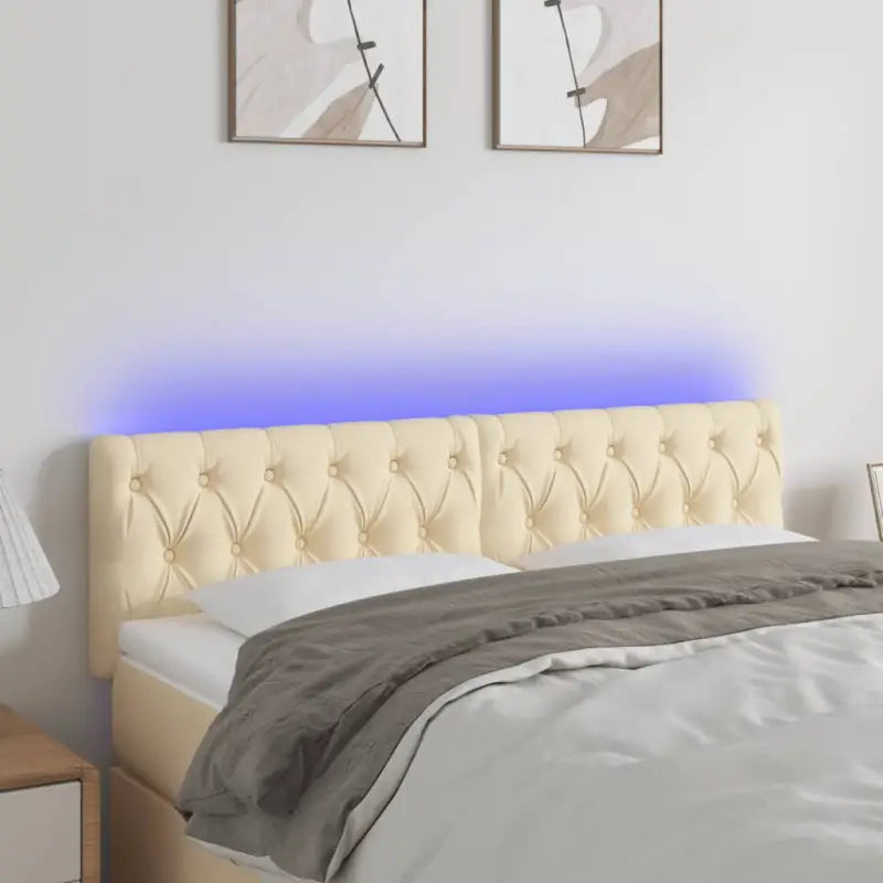 Klassiek LED-hoofdbord met stijlvol ontwerp voor elke slaapkamer - Crème / 144 x 7 x 78/88 cm / 1 - Hoofdborden