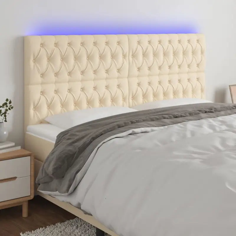 Klassiek LED-hoofdbord met stijlvol ontwerp voor elke slaapkamer - Crème / 200 x 7 x 118/128 cm / 1 - Hoofdborden