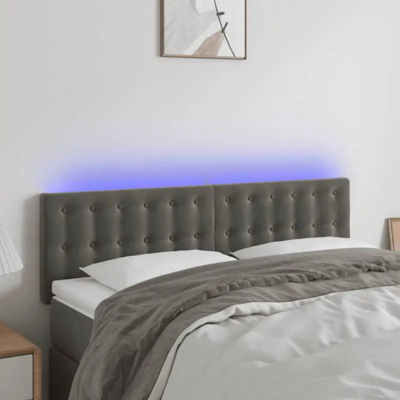 Klassiek LED Hoofdbord voor een Modern Slaapkamergevoel - Donkergrijs / 144 x 5 x 78/88 cm / 1 - Hoofdborden