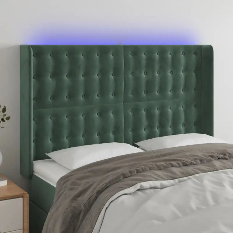 Klassiek LED Hoofdbord voor een Modern Slaapkamergevoel - Donkergroen / 147 x 16 x 118/128 cm / 1 - Hoofdborden