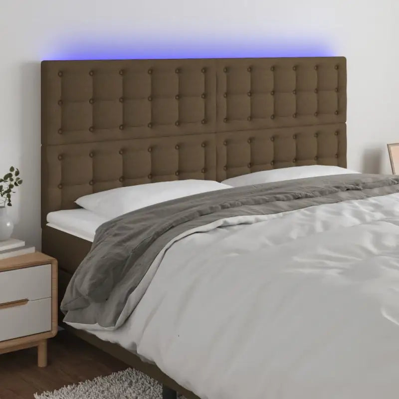Klassiek LED Hoofdbord voor een moderne slaapkamer uitstraling - Donkerbruin / 200 x 5 x 118/128 cm / 1 - Hoofdborden