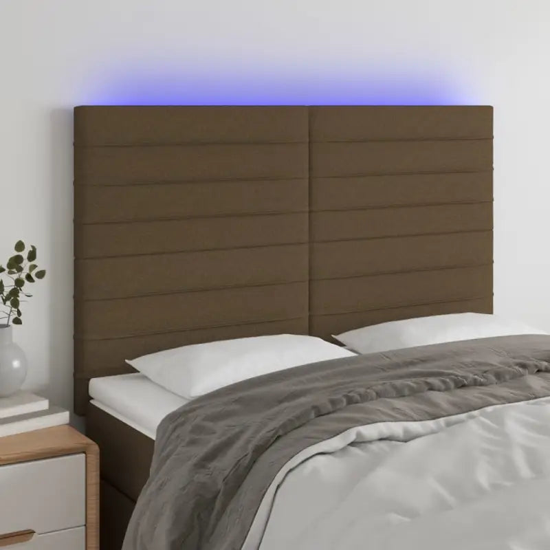 Klassiek LED Hoofdbord voor een moderne slaapkamer uitstraling - Donkerbruin / 144 x 5 x 118/128 cm / 1 - Hoofdborden
