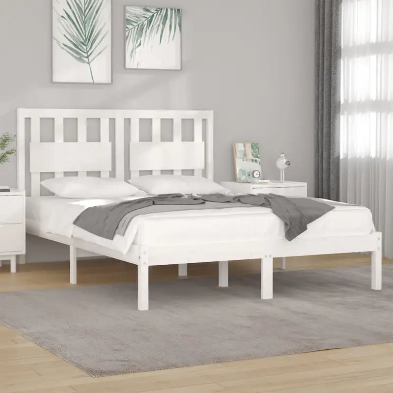 Klassiek massief grenenhout bedframe met levering bevat - Wit / 200 x 200 cm - Bedden & bedframes