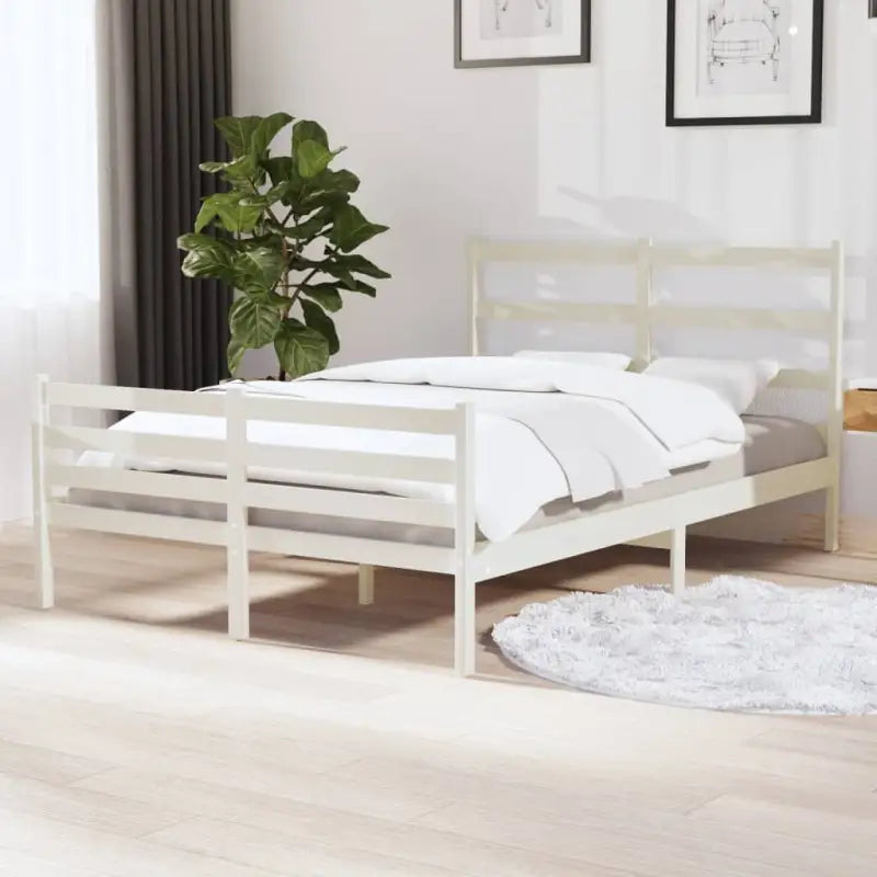 Klassiek massief grenenhouten bedframe met aanvullende ondersteuning - Wit / 120 x 190 cm - Bedden & bedframes