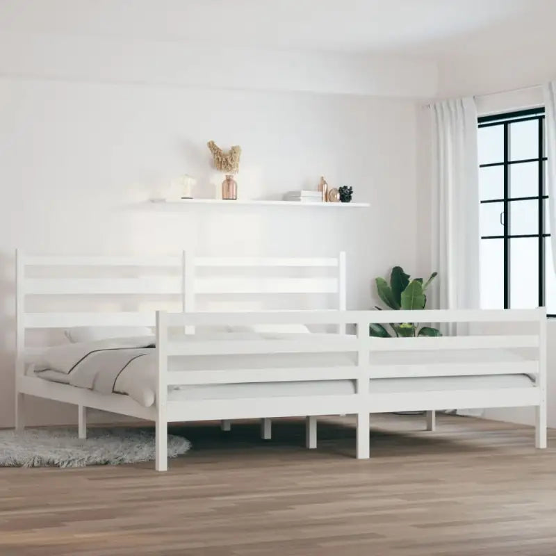 Klassiek massief grenenhouten bedframe met aanvullende ondersteuning - Wit / 200 x 200 cm - Bedden & bedframes
