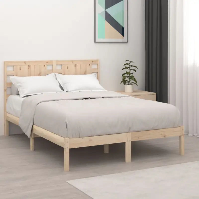 Klassiek massief grenenhouten bedframe met aanvullende ondersteuning - Naturel / 200 x 200 cm - Bedden & bedframes