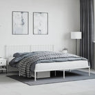 Klassiek metaal bedframe met metalen latten en extra opbergruimte - Wit / 183 x 213 cm / met hoofdbord - Bedden &