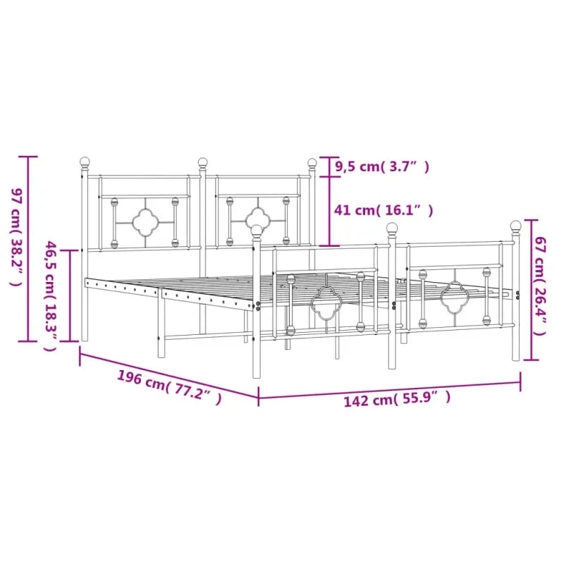 Klassiek metalen bedframe met extra opbergruimte en metalen latten - Bedden & bedframes