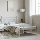 Klassiek metalen bedframe met extra opbergruimte en metalen latten - Wit / 100 x 200 cm / met hoofdbord & voetbord