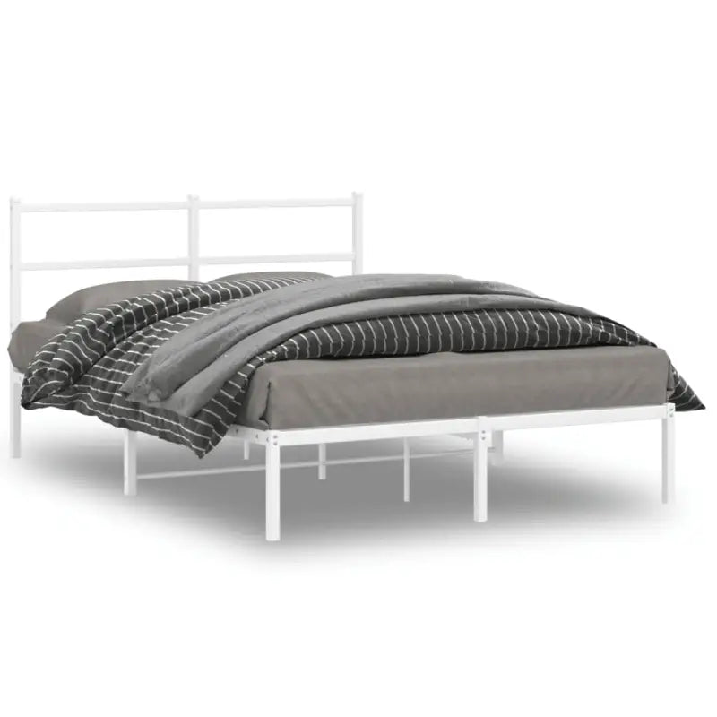 Klassiek metalen bedframe met extra opbergruimte en metalen latten - Wit / 140 x 200 cm / met hoofdbord - Bedden &