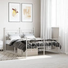 Klassiek metalen bedframe met extra opbergruimte en metalen latten - Wit / 140 x 200 cm / met hoofdbord & voetbord