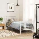 Klassiek metalen bedframe met extra opbergruimte en metalen latten - Wit / 80 x 200 cm / met hoofdbord & voetbord