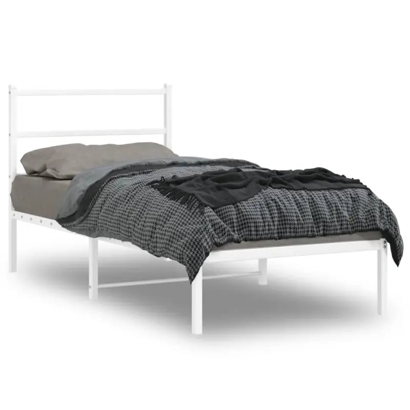 Klassiek metalen bedframe met extra opbergruimte en metalen latten - Wit / 90 x 200 cm / met hoofdbord - Bedden &