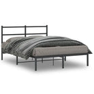 Klassiek metalen bedframe met extra opbergruimte en metalen latten - Zwart / 140 x 200 cm / met hoofdbord - Bedden &