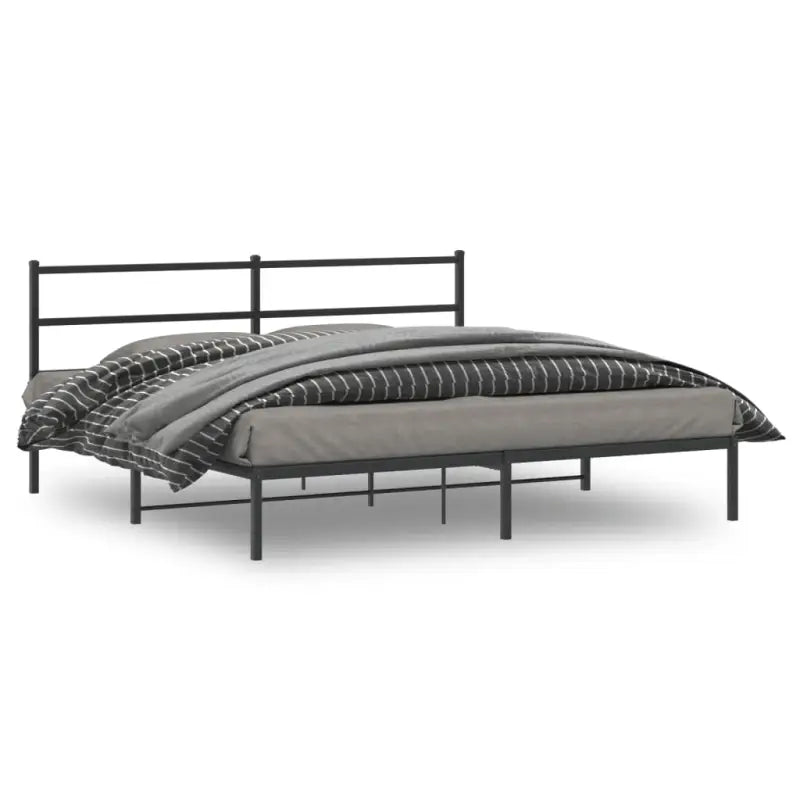 Klassiek metalen bedframe met extra opbergruimte en metalen latten - Zwart / 183 x 213 cm / met hoofdbord - Bedden &