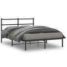 Klassiek metalen bedframe met extra opbergruimte en metalen latten - Zwart / 135 x 190 cm / met hoofdbord - Bedden &
