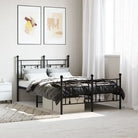 Klassiek metalen bedframe met extra opbergruimte en metalen latten - Zwart / 120 x 200 cm / met hoofdbord & voetbord