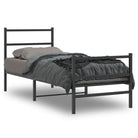Klassiek metalen bedframe met extra opbergruimte en metalen latten - Zwart / 80 x 200 cm / met hoofdbord & voetbord