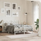 Klassiek metalen latten bedframe met extra opbergruimte - Wit / 140 x 190 cm / met hoofdbord & voetbord - Bedden &