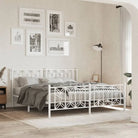 Klassiek metalen latten bedframe met extra opbergruimte - Wit / 183 x 213 cm / met hoofdbord & voetbord - Bedden &