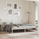 Klassiek metalen latten bedframe met extra opbergruimte - Wit / 193 x 203 cm / met hoofdbord - Bedden & bedframes