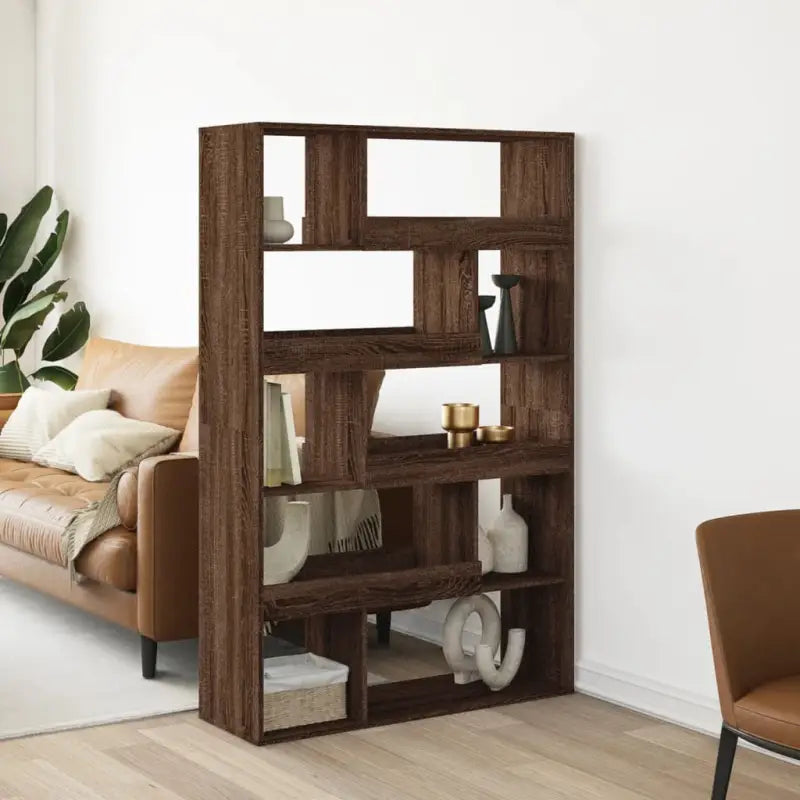 Klassieke boekenkast van bewerkt hout met strak ontwerp - bruin eikenkleur / 1 / 156.5 cm - Boekenkasten