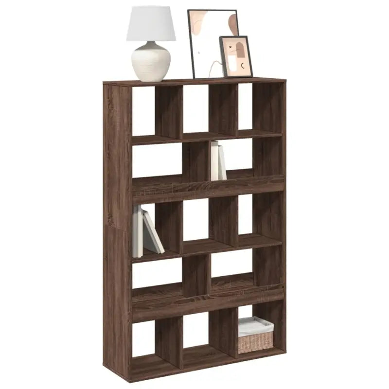 Klassieke Boekenkast van bewerkt hout met strak ontwerp - bruin eikenkleur / 1 / 156.5 cm - Boekenkasten