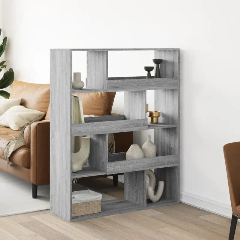 Klassieke boekenkast van bewerkt hout met strak ontwerp - Grijs sonoma / 1 / 125.5 cm - Boekenkasten