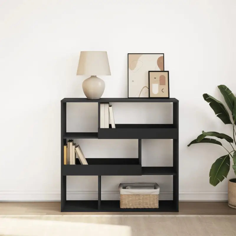 Klassieke boekenkast van bewerkt hout met strak ontwerp - Zwart / 1 / 94.5 cm - Boekenkasten